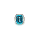 Aquamarine Diamond Ring-Aquamarine Diamond Ring -