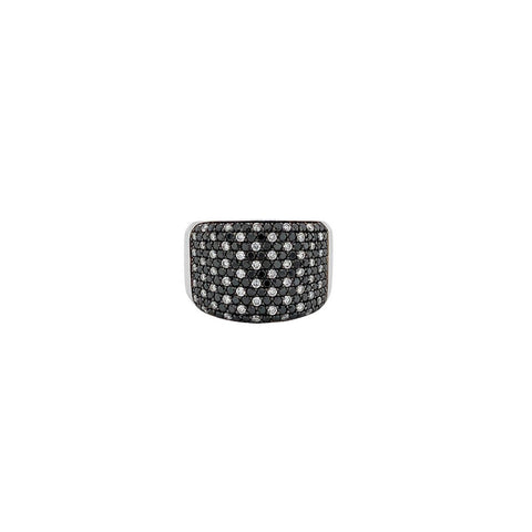 Bez Ambar Black and White Twinkle Wide Diamond Ring-Bez Ambar Black and White Twinkle Wide Diamond Ring -