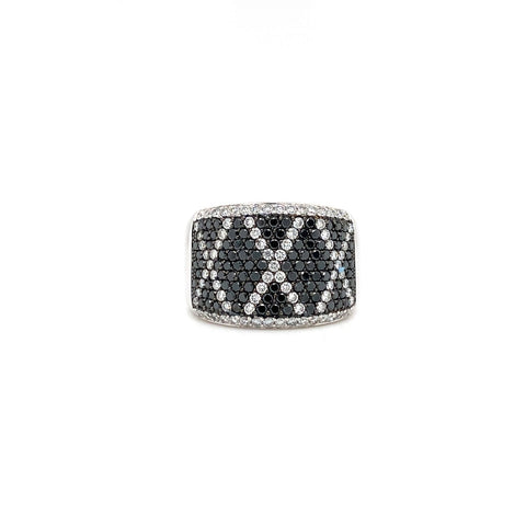 Bez Ambar Black and White Zigzag Diamond Ring-Bez Ambar Black and White Zigzag Diamond Ring - LPB11ZGBW