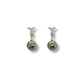 Black Cultured Pearl Diamond Earrings-Black South Sea Cultured Pearl Diamond Earrings - PEUJD00082