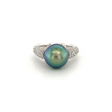 Black South Sea Pearl Diamond Ring-Black South Sea Pearl Diamond Ring -