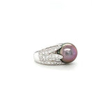 Black South Sea Pearl Diamond Ring-Black South Sea Pearl Diamond Ring -