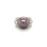 Black South Sea Pearl Diamond Ring-Black South Sea Pearl Diamond Ring -