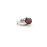 Black South Sea Pearl Diamond Ring-Black South Sea Pearl Diamond Ring -