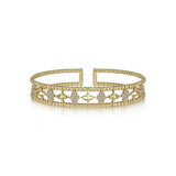Gabriel & Co. Bujukan Diamond Cluster and Gold Pyramid Cuff Bangle-Bujukan Diamond Cluster and Gold Pyramid Cuff Bangle - BG4615-62Y45JJ