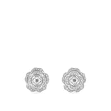 CHANEL Bouton de Camélia Earrings-CHANEL Bouton de Camélia Earrings in 18 karat white gold with diamonds totaling 0.65 carats.