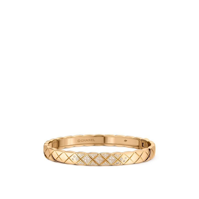CHANEL Coco Crush Bracelet-CHANEL Coco Crush Bracelet - J11763 - CHANEL Coco Crush Bracelet in 18 karat beige gold quilted motif with diamonds.