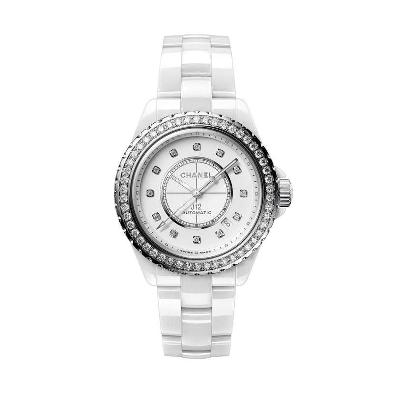 CHANEL J12 Diamond Bezel Watch Caliber 12.1, 38 mm-CHANEL J12 Caliber 12.1 Diamond Bezel Watch - H7189
