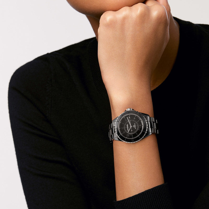 CHANEL J12 Phantom-CHANEL J12 Phantom in a 38mm black ceramic case with black dial on black ceramic bracelet, featuring an automatic movement.