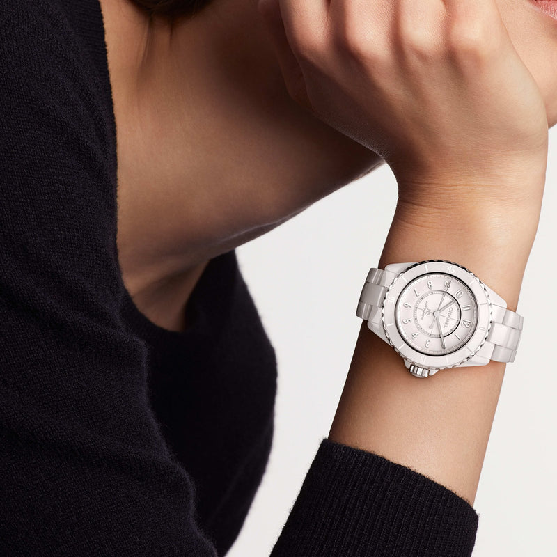 CHANEL J12 Phantom-CHANEL J12 Phantom in a 38mm white ceramic case with white dial on white ceramic bracelet, featuring an automatic movement.