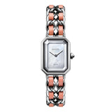 CHANEL PREMIÈRE Rock-CHANEL PREMIÈRE Rock in a 26mm x 20mm stainless steel case with mother-of-pearl dial on stainless steel/leather chain, featuring a quartz movement.