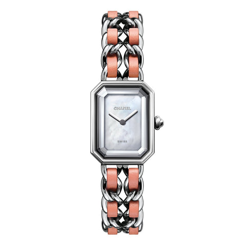 CHANEL PREMIÈRE Rock-CHANEL PREMIÈRE Rock in a 26mm x 20mm stainless steel case with mother-of-pearl dial on stainless steel/leather chain, featuring a quartz movement.