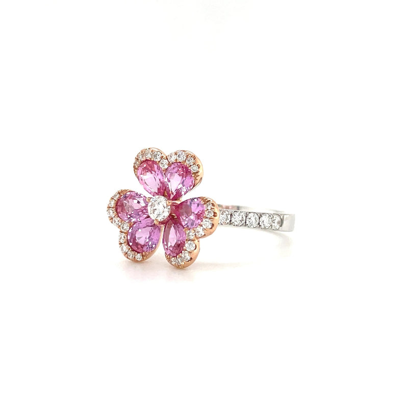 Clover Pink Sapphire Diamond Ring-Clover Pink Sapphire Diamond Ring - SRTIJ02231