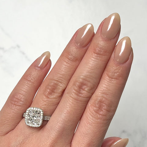 Rahaminov Diamonds Cushion-cut Halo Double Row Engagement Ring-Cushion-cut Halo Double Row Engagement Ring - DRRAH00125