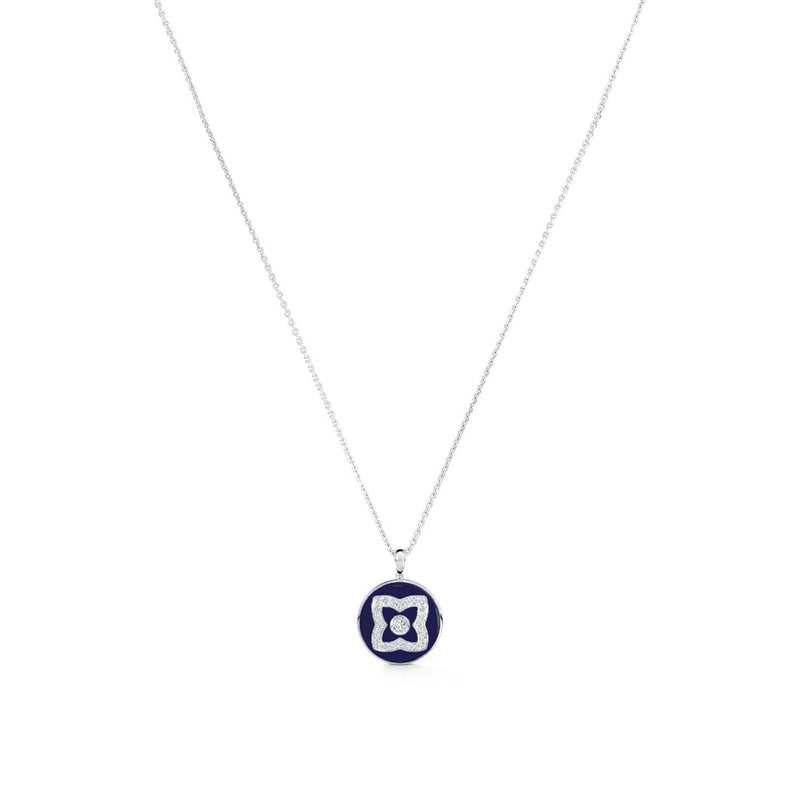 De Beers Lotus by De Beers Blue Enamel Necklace-De Beers Enchanted Lotus Blue Enamel Necklace - N1034730045