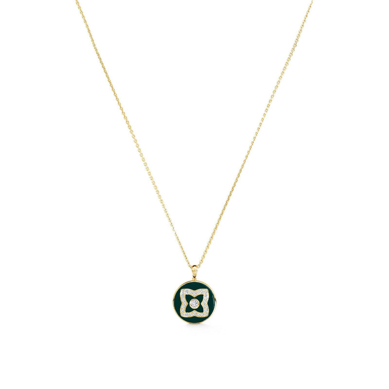 De Beers Lotus by De Beers Green Enamel Necklace-De Beers Enchanted Lotus Green Enamel Necklace - N1034710045