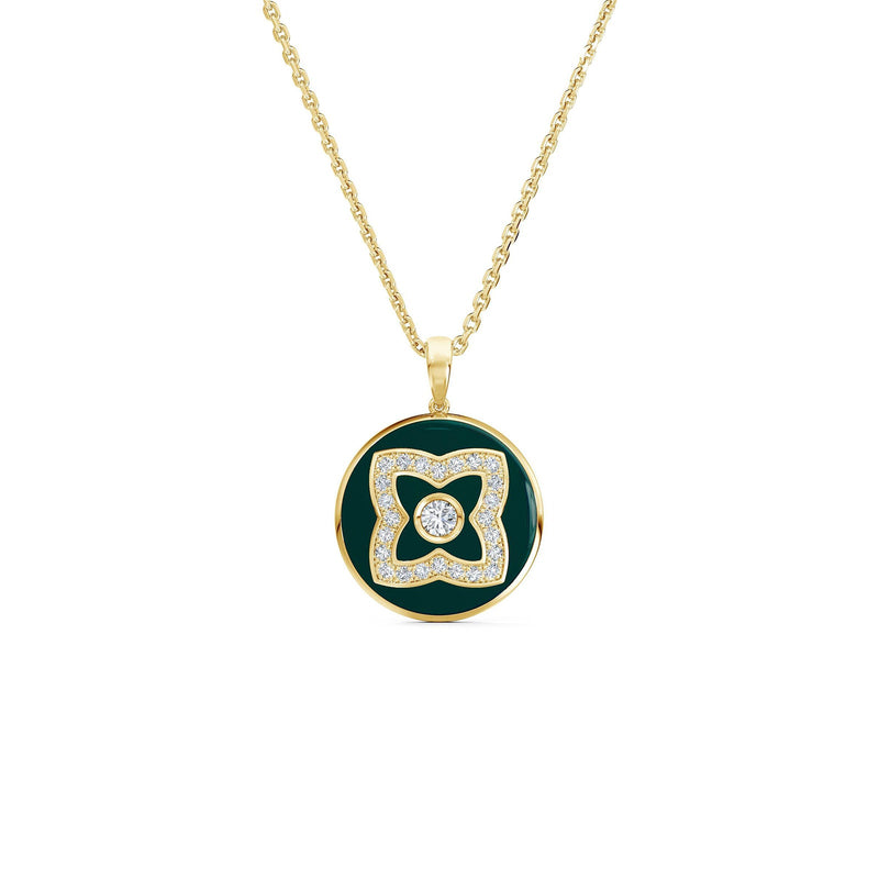 De Beers Lotus by De Beers Green Enamel Necklace-De Beers Enchanted Lotus Green Enamel Necklace - N1034710045