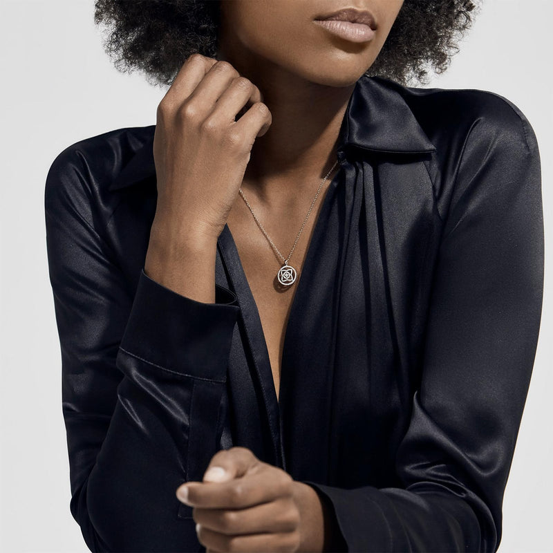 De Beers Lotus by De Beers Medal Necklace-De Beers Enchanted Lotus Medal Pendant in Rose Gold -