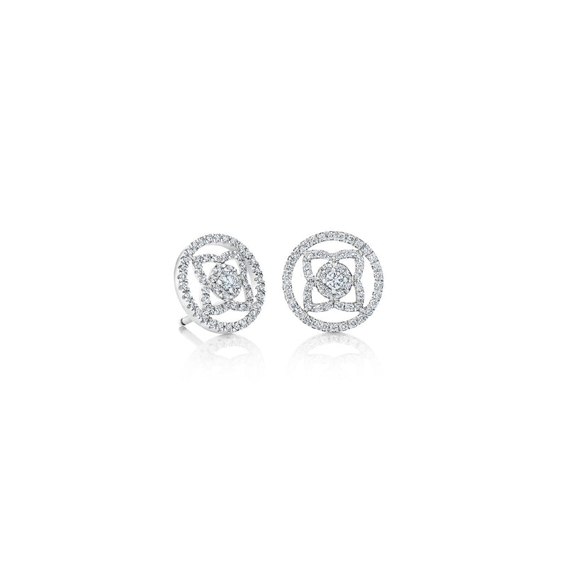 De Beers Lotus by De Beers Openwork White Gold Stud Earrings-De Beers Enchanted Lotus Openwork White Gold Stud Earrings -