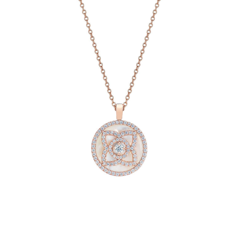 De Beers Lotus by De Beers Mother-of-Pearl Necklace-De Beers Enchanted Lotus Pendant in Rose Gold and Mother-of-Pearl -