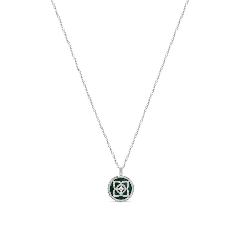 De Beers Lotus by De Beers Jade Necklace-De Beers Enchanted Lotus Pendant in White Gold and Jade -