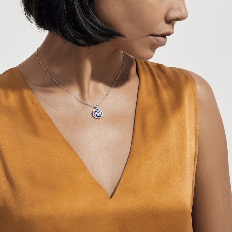 De Beers Lotus by De Beers Lapis Lazuli Necklace-De Beers Enchanted Lotus Pendant in White Gold and Lapis Lazuli -