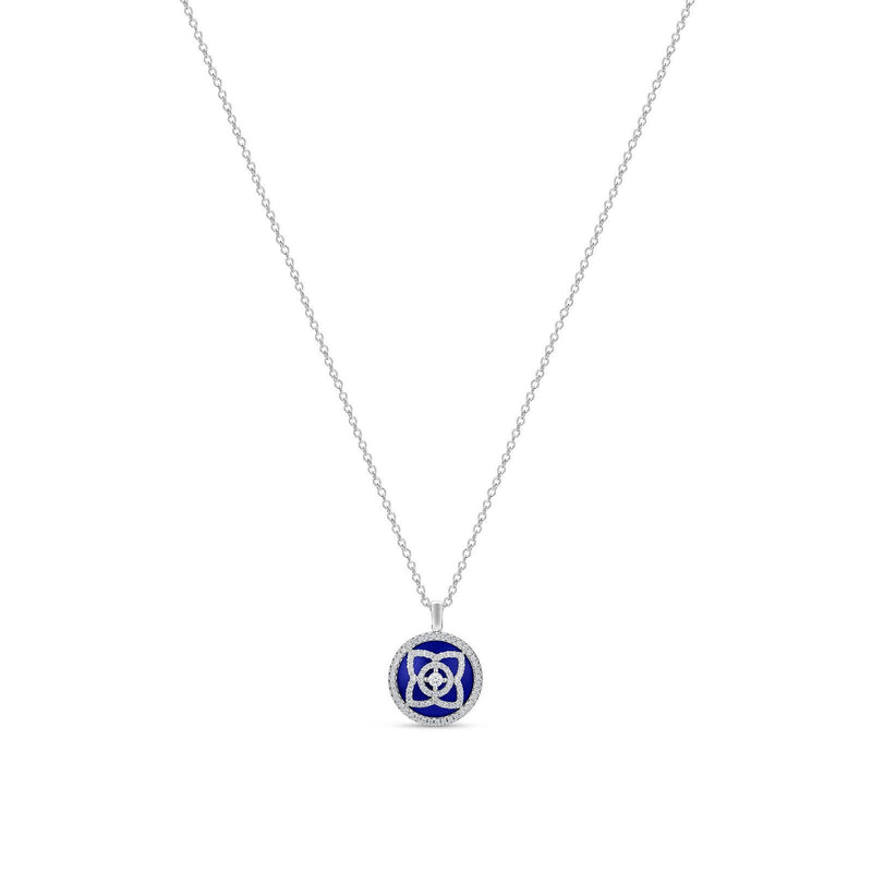 De Beers Lotus by De Beers Lapis Lazuli Necklace-De Beers Enchanted Lotus Pendant in White Gold and Lapis Lazuli -