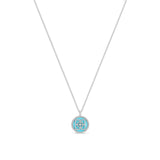 De Beers Enchanted Lotus Turquoise Necklace-De Beers Enchanted Lotus Pendant in White Gold and Turquoise -