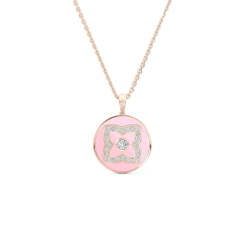 De Beers Lotus by De Beers Pink Enamel Necklace-De Beers Enchanted Lotus Pink Enamel Necklace - N1034900045