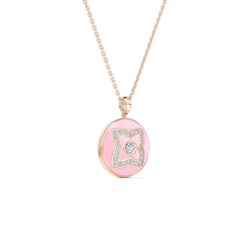 De Beers Lotus by De Beers Pink Enamel Necklace-De Beers Enchanted Lotus Pink Enamel Necklace - N1034900045