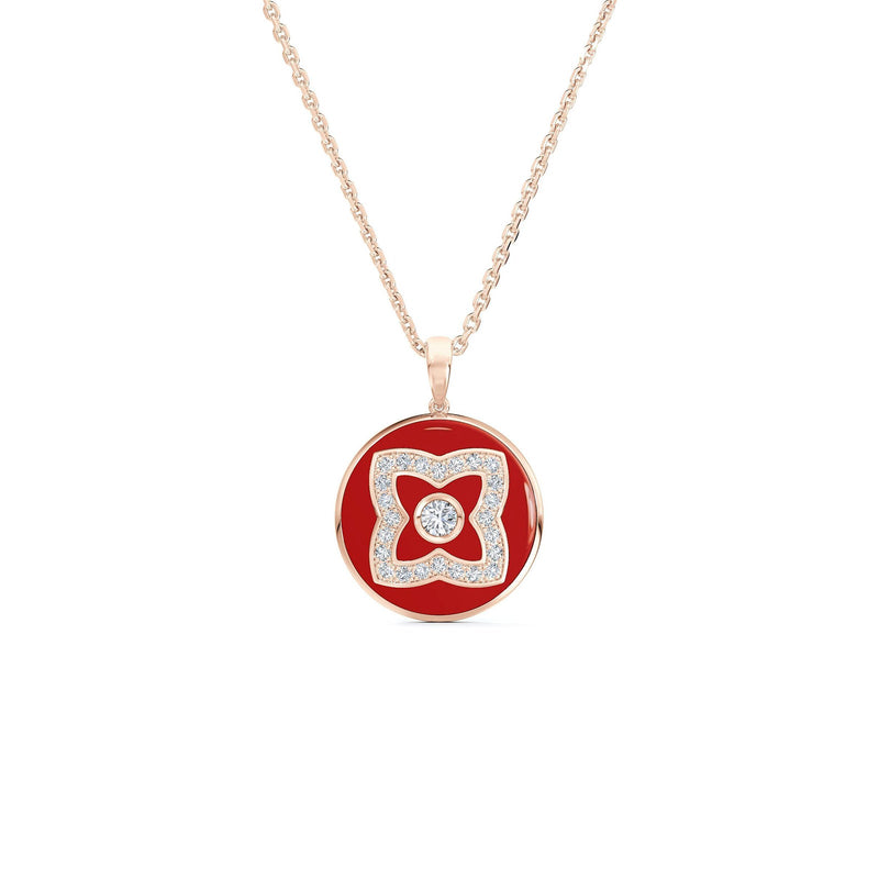 De Beers Lotus by De Beers Red Enamel Necklace-De Beers Enchanted Lotus Red Enamel Necklace - N1034690045