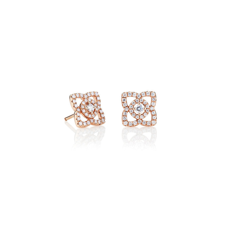 De Beers Lotus by De Beers Rose Gold Stud Earrings-De Beers Enchanted Lotus Rose Gold Stud Earrings -