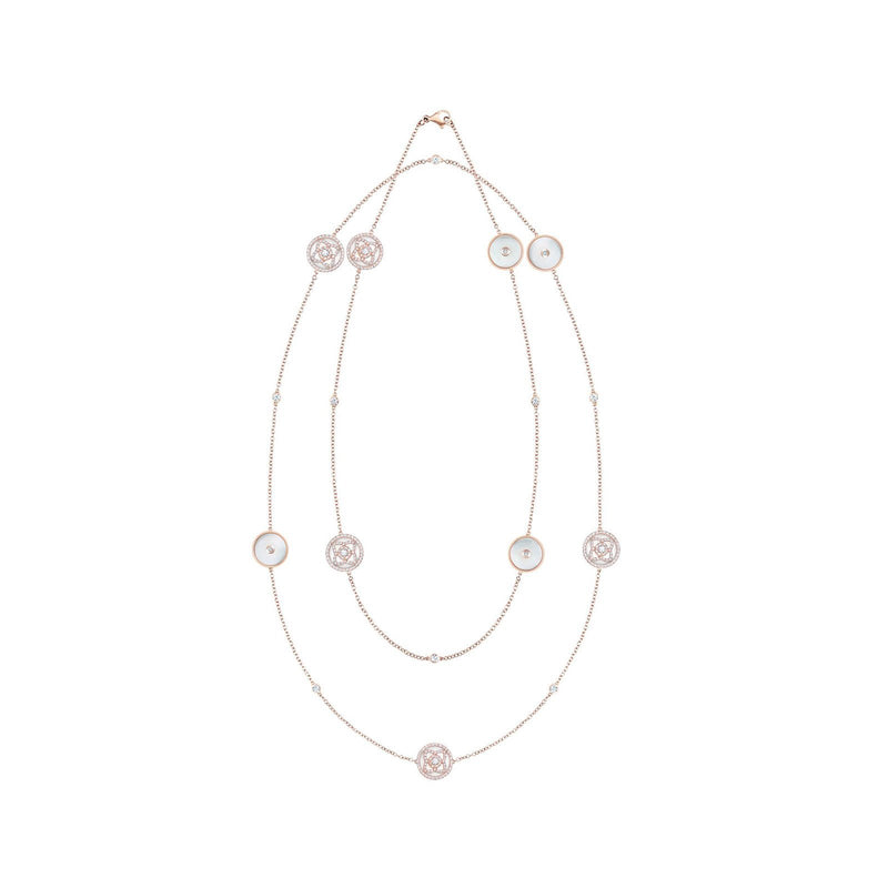 De Beers Lotus by De Beers Mother-of-Pearl Sautoir Necklace-De Beers Enchanted Lotus Rose Gold & White Mother of Pearl Sautoir Necklace -