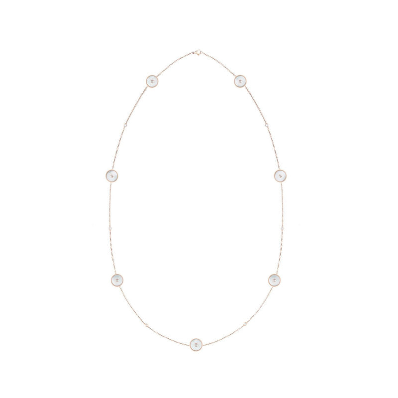 De Beers Lotus by De Beers Mother-of-Pearl Sautoir Necklace-De Beers Enchanted Lotus Rose Gold & White Mother of Pearl Sautoir Necklace -