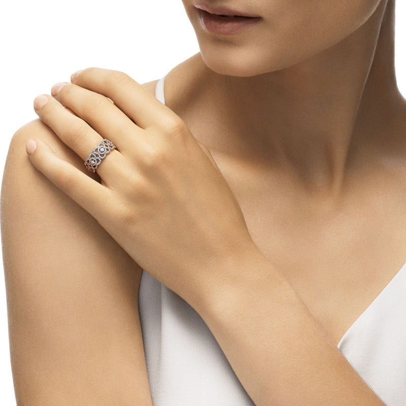 De Beers Lotus by De Beers White Gold Band-De Beers Enchanted Lotus White Gold Band - De Beers Enchanted Lotus band in 18 karat white gold with diamonds.