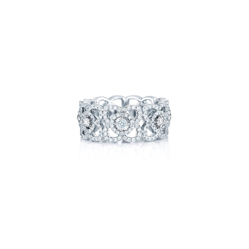 De Beers Lotus by De Beers White Gold Band-De Beers Enchanted Lotus White Gold Band - J1FK02Z00W54