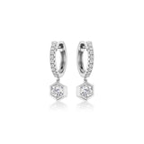 Diamond Dangle Huggie Earrings-Diamond Dangle Huggie Earrings - 43562
