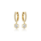 Diamond Dangle Huggie Earrings-Diamond Dangle Huggie Earrings - 43563