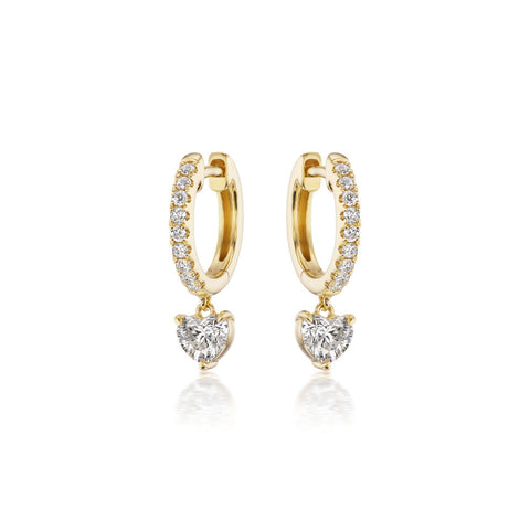 Diamond Dangle Huggie Earrings-Diamond Dangle Huggie Earrings - 46307