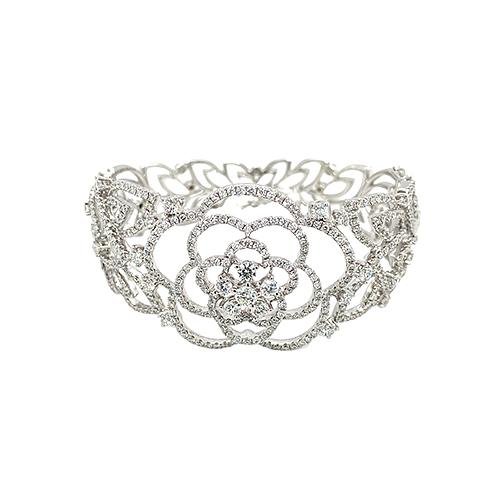 Diamond Flower Cuff Bangle-Diamond Flower Cuff Bangle -