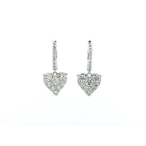 Diamond Heart Hoop Earrings-Diamond Heart Earrings -