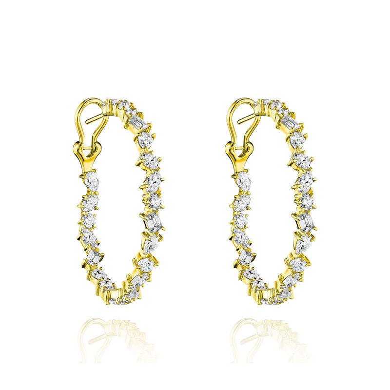 Diamond Hoop Earrings-Diamond Hoop Earrings - 46673