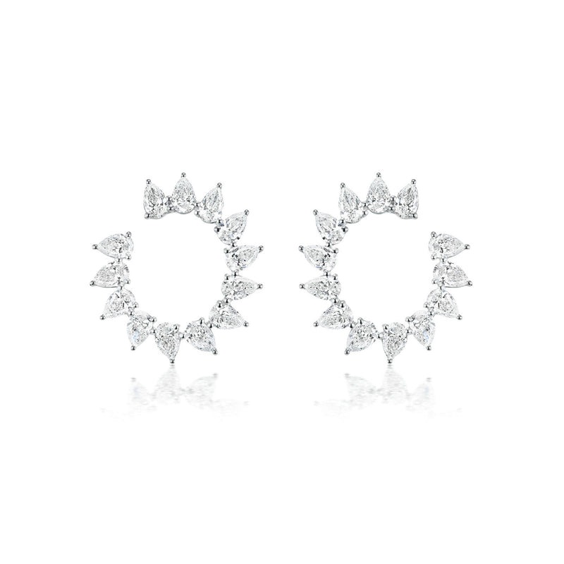 Diamond Hoop Earrings-Diamond Hoop Earrings - 49373