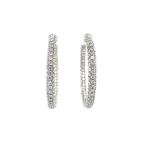 Diamond Hoop Earrings-Diamond Hoop Earrings -