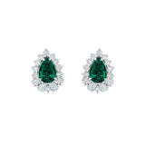 Emerald and Diamond Stud Earrings-Emerald and Diamond Stud Earrings - EENEL00046