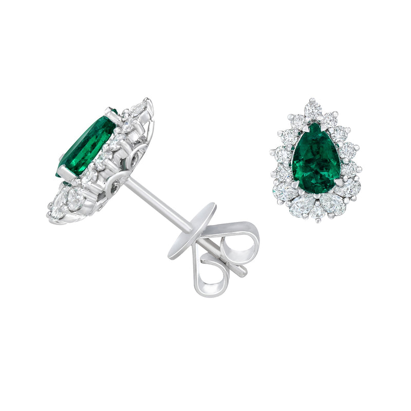 Emerald and Diamond Stud Earrings-Emerald and Diamond Stud Earrings - EENEL00046