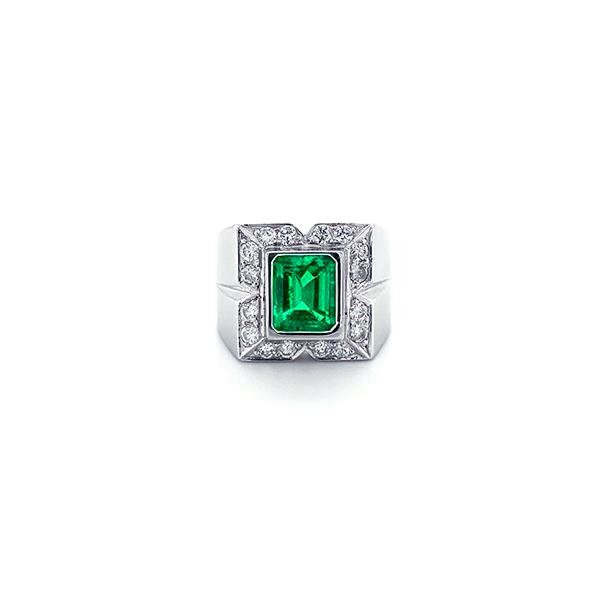 Emerald Diamond Ring-Emerald Diamond Ring - ERNEL00055
