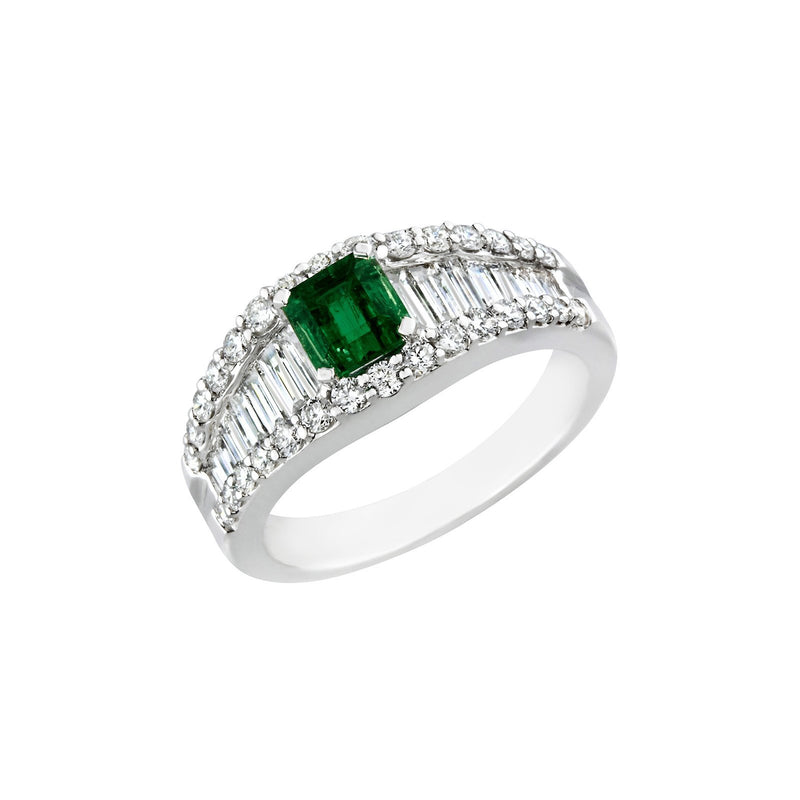 Emerald Diamond Ring-Emerald Diamond Ring - ERNEL00224