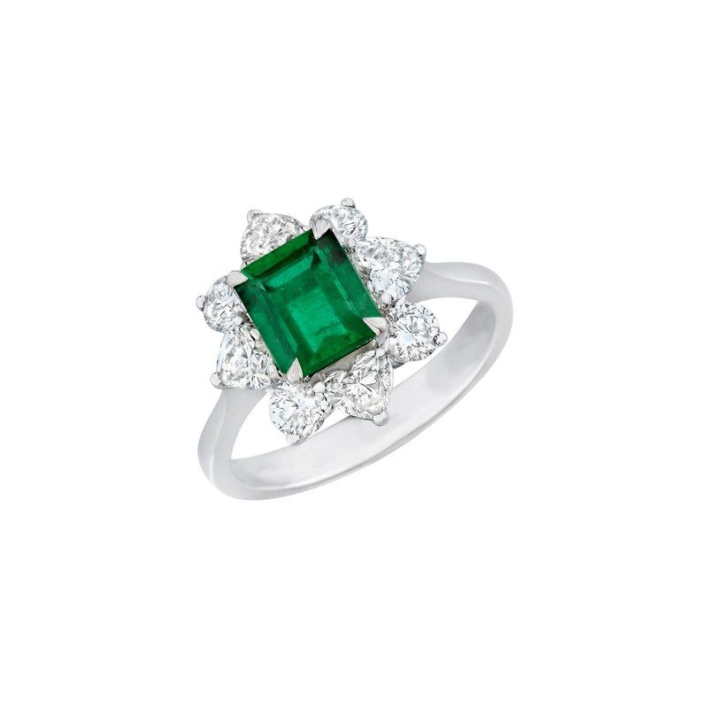 Emerald Diamond Ring-Emerald Diamond Ring - ERNEL00257