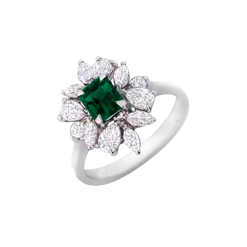 Emerald Diamond Ring-Emerald Diamond Ring - ERNEL00281